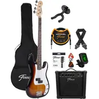 Finesse Elektrische Basgitaar met Versterker - Starterset - Volwassenen - Kind - Sunburst