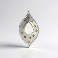 Cavill - Elegante Peervormige Hanger - 925 Sterling Zilver Geplatineerd - 0,964 ct Welo Opaal - 0,51 ct Gele Saffier