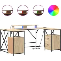 vidaXL Bureau Sonoma Eik Bewerkt hout 182 x 101 x 87,5 cm