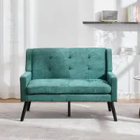 MODFU - 2-Zits Zitbank - Gecapitonneerde Rugleuning - Retro - Voor Woonkamer - Linnen Bekleding - Retro Groen