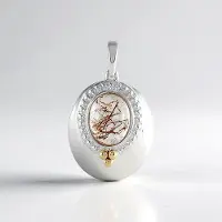 Cavill - Zilveren Hanger - 925 Zilver - 2.38 ct Koper Rutielkwarts - 14K Gouden Granulatie - Ovaal Cabochon - Elegant Sieraad