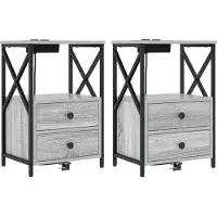 vidaXL Nachtkastje 2 st Grijs Sonoma 40 x 31 x 60 cm Bewerkt hout