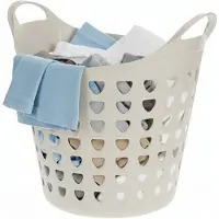 Excellent houseware Flexibele wasmand - beige - 26 liter - kunststof - 40 x 41 cm