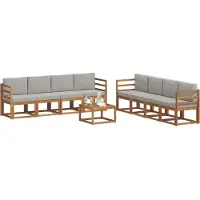 vidaXL Buiten bank set met kussen 9 pcs Natuurlijk en Licht Grijs