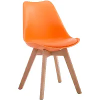 CLP Stoel Borne V2 - kunststof/kunstleer, houten poten, naturel - Oranje