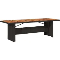 Syfax Tuintafel met acaciahouten blad 240x90x75 cm poly rattan zwart