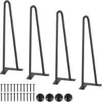 Vevor Set van 4 tafelpoten Haarspeldpoten 406 mm hoog 110x110 mm montageplaat Koolstofstaal Gepoedercoat Haarspeldpoten Draagvermogen van 227 kg Ideaal voor keukentafels Woonkamerconsoles Studiotafels