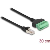 DeLOCK RJ45 (m) - Terminal Block (2-delig) kabel - U/UTP - CAT6 Gigabit / zwart - 0,30 meter
