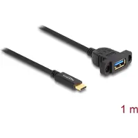 DeLOCK SuperSpeed USB 10 Gbps (USB 3.2 Gen 2) Cable USB Type-C male to USB Type-A female 1 m panel-mount black