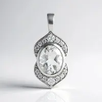 Cavill - Zilveren hanger met ovale witte kwarts 2,841 ct - 925 Sterling zilver geplatineerd - Sprankelende Cambodjaanse zirkonia - Elegant en tijdloos