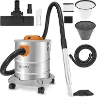 Zeegma Zonder PRO ASH - Stofzuiger voor as en puin - 1600 W - 20L - industriële stofzuiger - roestvrijstalen container - HEPA-filter - blaasfunctie 5 m snoer