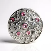 Cavill - Zilveren Hanger - 925 Sterling Zilver - Malaya Granaat 0,316ct + Roze Toermalijn 0,524ct - Elegant Rond - MONOSONO
