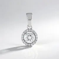 Cavill - Zilveren Hanger Geplatineerd 925 Sterling Zilver - Cambodjaanse Zirkoon 0,589 ct - 0,803 ct Totaal - Ronde Zirkonia Halo Design Elegant