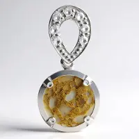 Cavill - Zilveren Hanger - 925 Sterling Zilver - Dinosaurus Kwarts 3,37 ct Rond Cabochon - 7 Witte Topazen 0,176 ct - Elegant Vintage Sieraad
