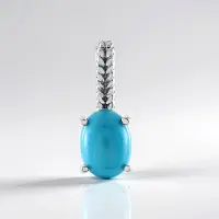 Cavill - Zilveren Hanger 925 Sterling Zilver Geplatineerd - 0,855 ct Sleeping Beauty Turkoois Ovaal Cabochon - Elegante Turkoois Hanger Dames