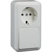 ELSO Stopcontact + Wisselschakelaar - Opbouw - Randaarde - Polarwit - Contura - - 388604