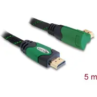 DeLOCK 82954 HDMI-kabel HDMI Aansluitkabel HDMI-A-stekker 5 m Zwart, Groen Rond, 4K UHD, Vergulde steekcontacten, Verdraaid