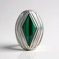 Cavill - Zilveren Hanger 925 Sterling Zilver - 0,811 ct Fancy Malachiet Edelsteen - Groene Luxe Edelsteenhanger Dames - Monosono Collection 20x14 mm