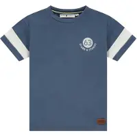 Stains & Stories T-shirt met backprint donkerblauw Jongens Stretchkatoen Ronde hals - maat 104