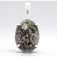 Cavill - Zilveren Hanger - 925 Sterling Zilver - 16 ct Mexicaanse Luipaard Opaal & 0,02 ct Witte Topaas - Ovaal Cabochon - Elegant Edelsieraad