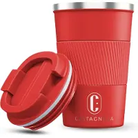 Castagnola Thermosbeker - Koffiebeker To Go - Travel Mug voor Koffie en Thee - Theebeker - 380 ML - RVS - Rood