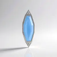 Cavill - Zilveren Hanger 925 Sterling Zilver Platina - Blauwe Onyx 8,18 ct Fancy - 6 Cambodjaanse Zirkonen 0,126 ct - Elegant