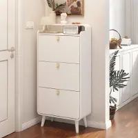 STILVORA Schoenenkast Met 3 Klepdeuren Smal Ruimtebesparend Voor Hal En Entree MDF Met Melamine 18 Tot 24 Paar Wit