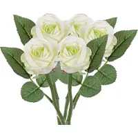 Top Art Kunstbloem roos Nina - 5x - wit - 27 cm - kunststof steel - decoratie bloemen