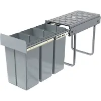 NaiZy Inbouw-afvalscheidingssysteem, 3 x 10 l, pvc, uittrekbare keukenafvalemmer, 48 x 26 x 42 cm, afvalverzamelaar met deksel, afvalcontainer onder de gootsteen, efficiënte afvalscheiding, dubbele