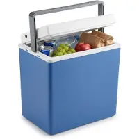 Cheqo Elektrische Koelbox - Koelbox 12V 230V - Koelbox 12/230V - Thermo Elektrische Koelbox - Autokoelbox - Koelbox voor Auto - Koelbox voor Camping - Koelbox voor Onderweg - Koelbox Blauw Wit