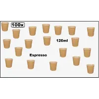 TakeAware EAN: 7423356355328100x Beker espresso karton kraft 120ml - Koffie thee chocomel soep drank water beker karton