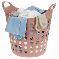 Excellent houseware Flexibele wasmand - oud roze - 26 liter - kunststof - 40 x 41 cm