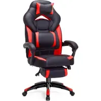 Bobbel Home Luxe Gamestoel - Met Hoofdkussen - Kunstleer - Zwart & Rood