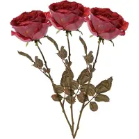 Top Art Kunstbloem roos Calista - 3x - rood - 66 cm - kunststof steel - decoratie bloemen