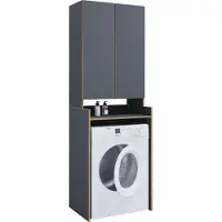 VCM Wasmachinekast met bovenkast, wasmachineombouw met opbergruimte achter scharnierende deuren, afmetingen: bovenkast H. 200 x B. 67 x D. 48 cm, Rislo