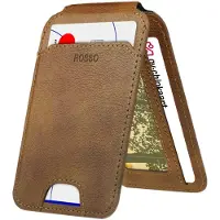 Rosso Element Kaarthouder Compatibel met MagSafe - Magnetische Pasjeshouder - Kunstleer Portemonnee voor Zes Pasjes - Bruin