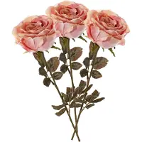 Top Art Kunstbloem roos Calista - 3x - oud roze - 66 cm - kunststof steel - decoratie bloemen