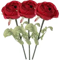 Top Art Kunstbloem roos Diana - 3x - rood - 36 cm - kunststof steel - decoratie bloemen