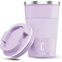 Castagnola Thermosbeker - Koffiebeker To Go - Travel Mug voor Koffie en Thee - Theebeker - 380 ML - RVS - Lichtpaars