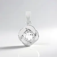 Cavill - Hanger Zilver 925 Sterling met Witte Topaas 0,938 ct Rond Geplatineerd Bloemig Elegant Design 19x12 mm