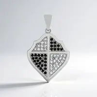 Cavill - Zilveren Hanger met Witte Topaas 0,35 ct & Zwarte Spinel 0,35 ct - 925 Sterling Zilver Platina Verguld - Elegant Rond