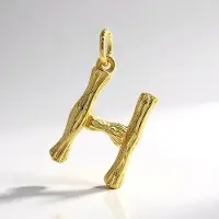 Cavill - Zilveren Hanger 925 Sterling Zilver met Goud Verguld - Minimalistische Organische Letter H - Luxe Sieraad 23x16 mm