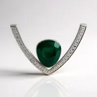 Cavill - Zilveren Hanger met Witte Topaas - 925 Sterling Zilver - 0,353 ct Braziliaanse Topaas - V-vormig Elegante Pavé Hanger 23x35 mm
