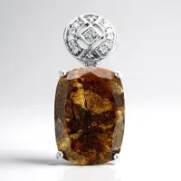 Cavill - Dinosaurus Kwarts Hanger 19,14 ct - 925 Sterling Zilver Verguld - Vintage Stijl - Cambodjaanse Zirkonen Pavé