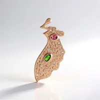 Cavill - Zilveren Hanger 925 Sterling Zilver Rosé Verguld - Russische Diopsied 0,20 ct & Roze Toermalijn 0,15 ct - Luxe Monosono Collectie