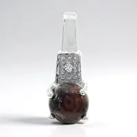 Cavill - Zilveren Hanger 925 Sterling Zilver - 0,82 ct Rode Tijgeroog Cabochon & 0,01 ct Witte Topaas - Elegant Uniek Sieraad 17x6 mm