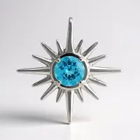 Cavill - 925 Sterling Zilver Hanger - Blauwe Apatiet 0,68 ct Madagaskar - Ronde Edelsteen, Zonvorm, Rhodium - Verfijnde Zilveren Sieraden