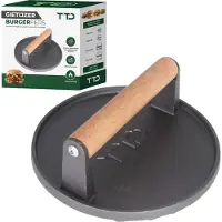 TTD Hamburgerpers Gietijzer XL - Hamburgermaker Extra Zwaar - Hittebestendig - Strakke Grillgroeven - BBQ Accesoires - Barbecue Accessoires - Smash Burger - BBQ Gereedschap