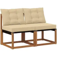 vidaXL 2 st Buiten Middelste sofa Massief acaciahout en Textilene-stof