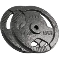 Rebel Gusseisen gewichtset: 2 x 15 kg, totaal 30 kg. Diameter gat: 31 mm. Schijf met handgrepen, model